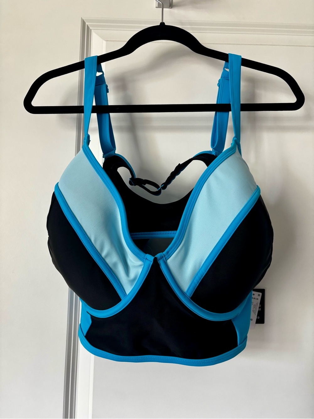 torrid Black and Light Blue Bikini Top with Adjustable Straps